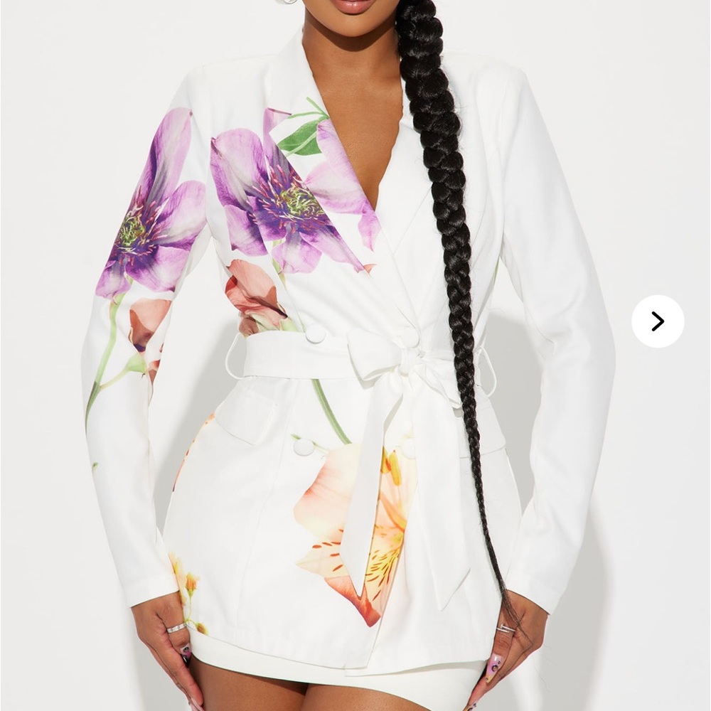 Floral White Women's Blazer